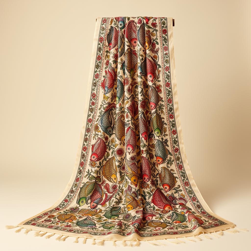 Madhubani Painted Silk Dupatta