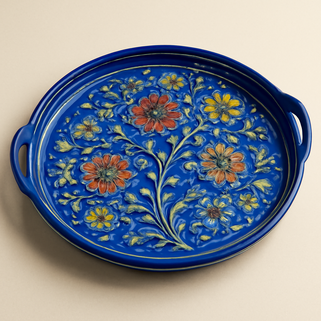 Blue Pottery Round Tray