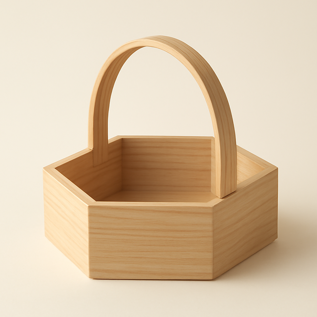 Wooden Basket with Handle