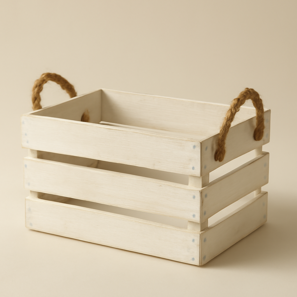 Wooden Basket with Jute Rope