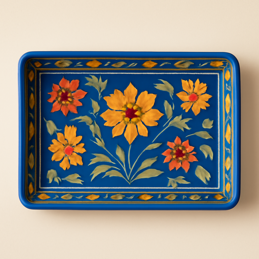 Blue Pottery Tray (Rectangular)