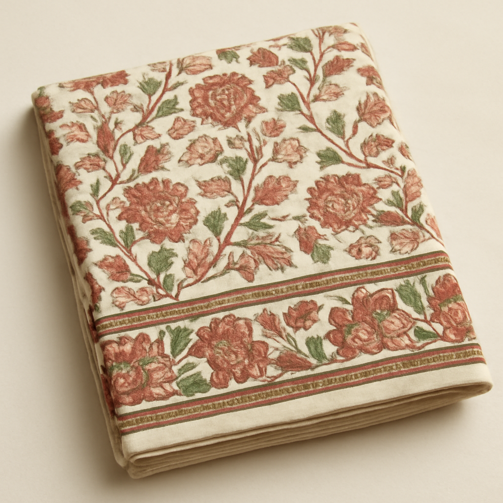 Sanganeri Border Block Print Cotton Voile