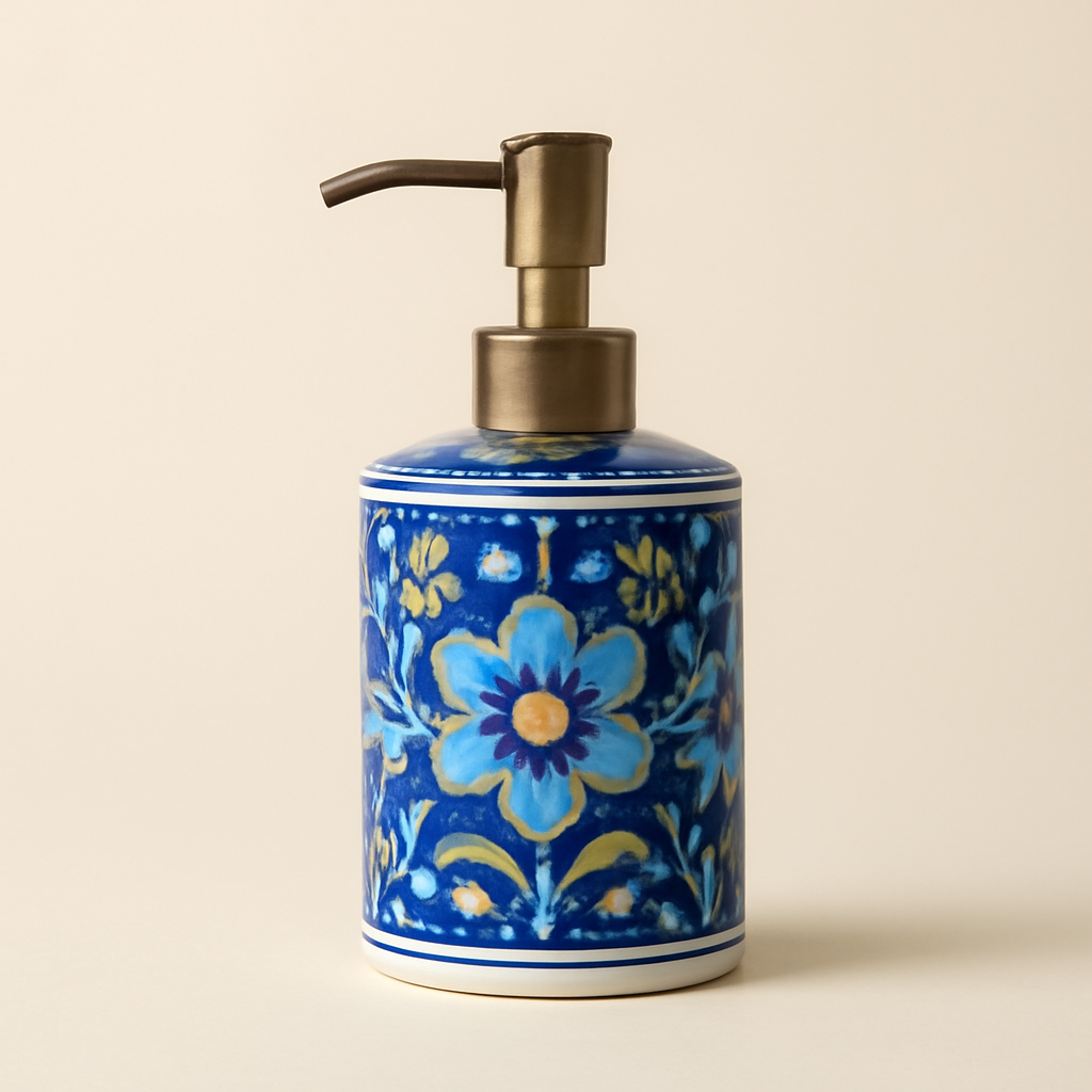 Blue Pottery Soap Dispenser