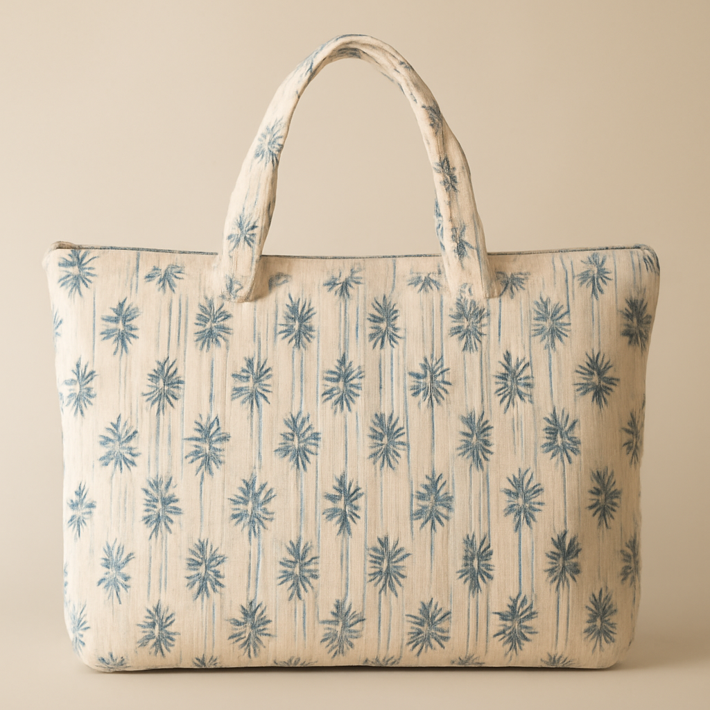 Quilted Tote Bag with Zip