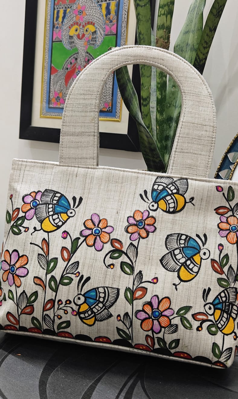 Madhubani Painted Khadi Cotton Purse