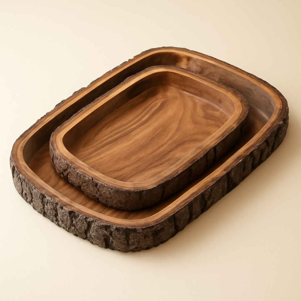 Wooden Serving Tray (Set of 3)