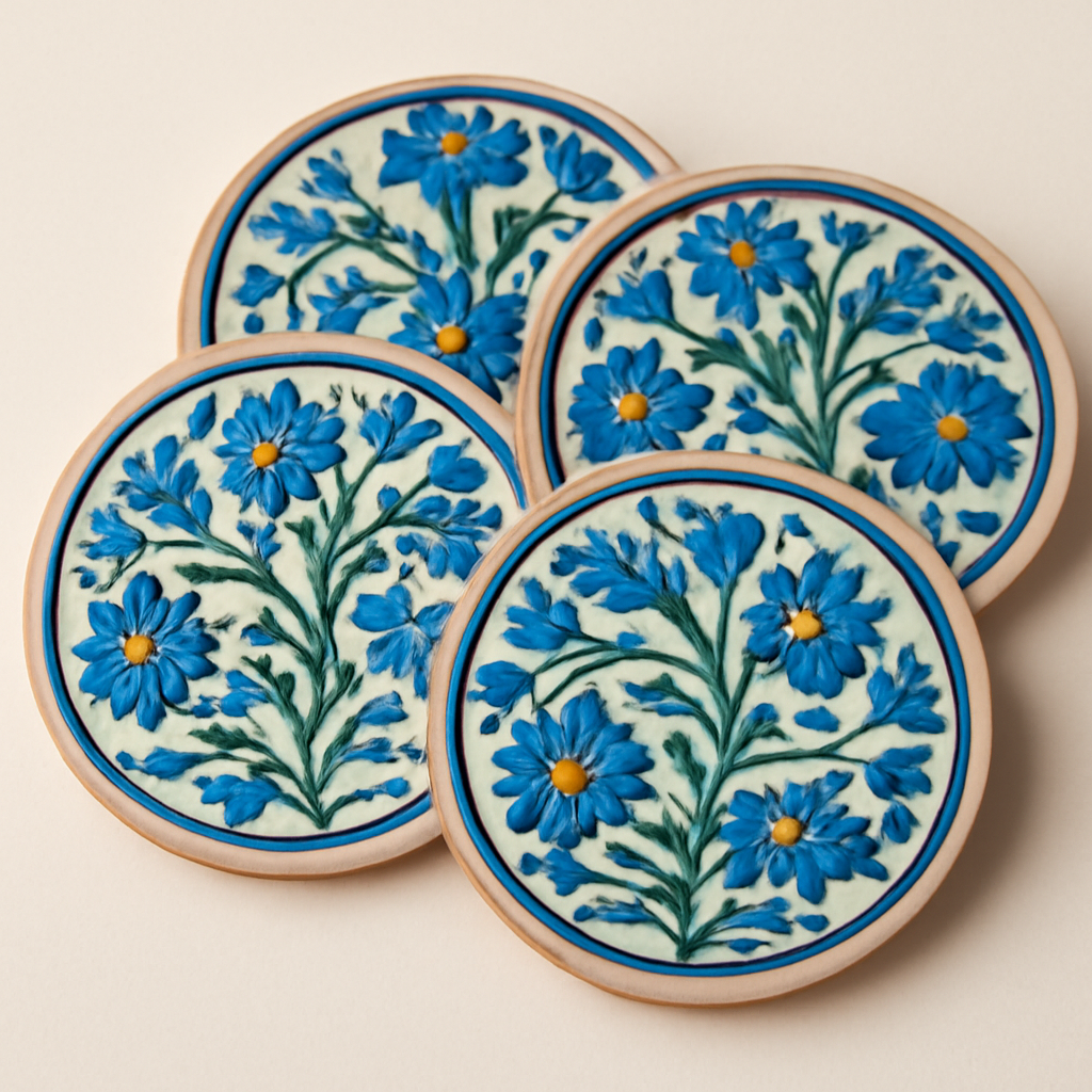 Blue Pottery Coaster Set