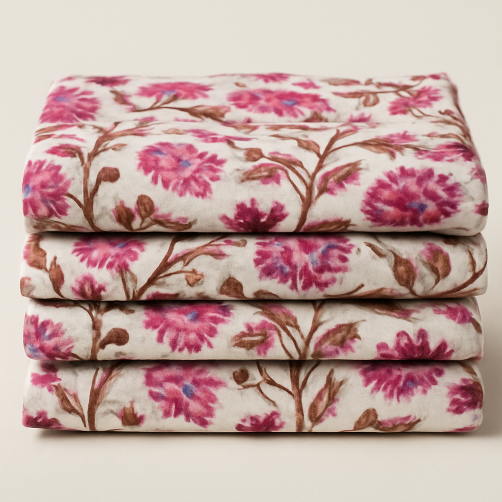 Floral Block Print Cotton Voile