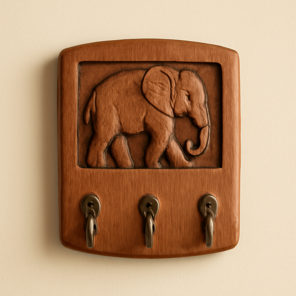 Wooden Elephant Design Key Hanger